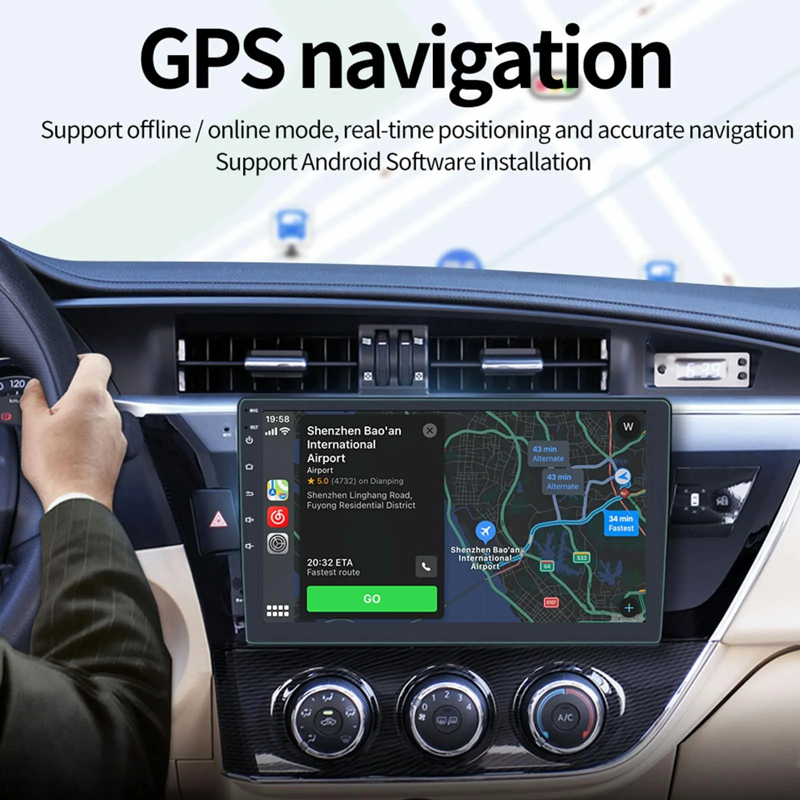 10.1 Inch Car Android Player Gps Navigation Bluetooth Touch Radio Mirror Link Fm Wifi Steering Wheel Control Standard Version   Carplay