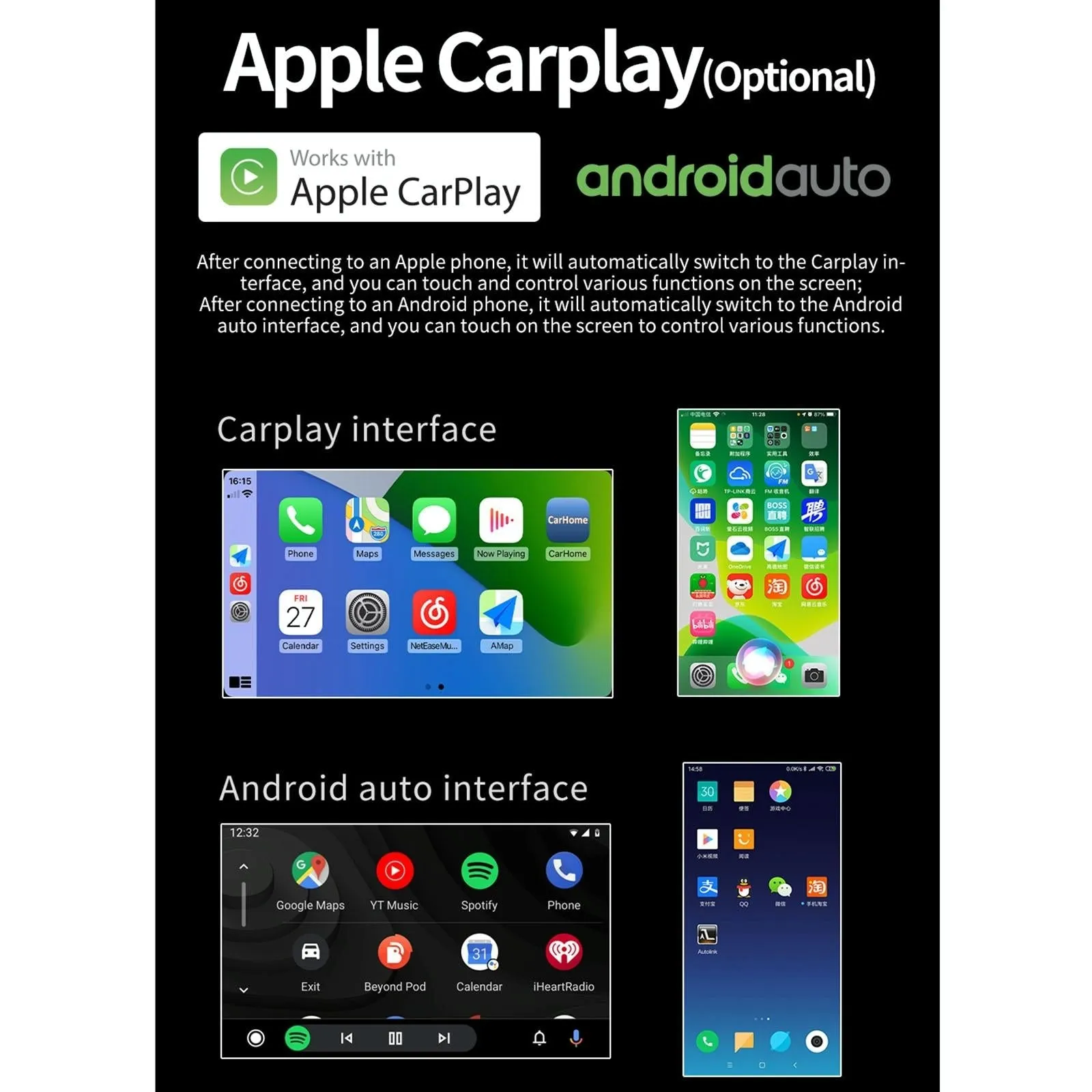 10.1 Inch Car Android Player Gps Navigation Bluetooth Touch Radio Mirror Link Fm Wifi Steering Wheel Control Standard Version   Carplay