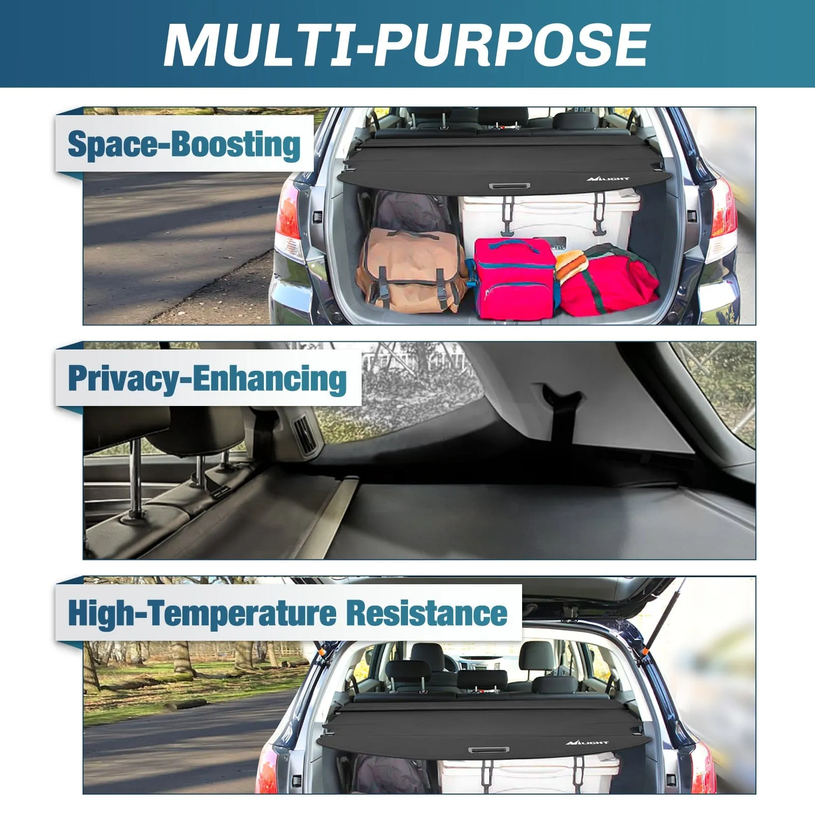 2010-2014 Subaru Outback Retractable Trunk Cargo Cover With Trunk Storage Net