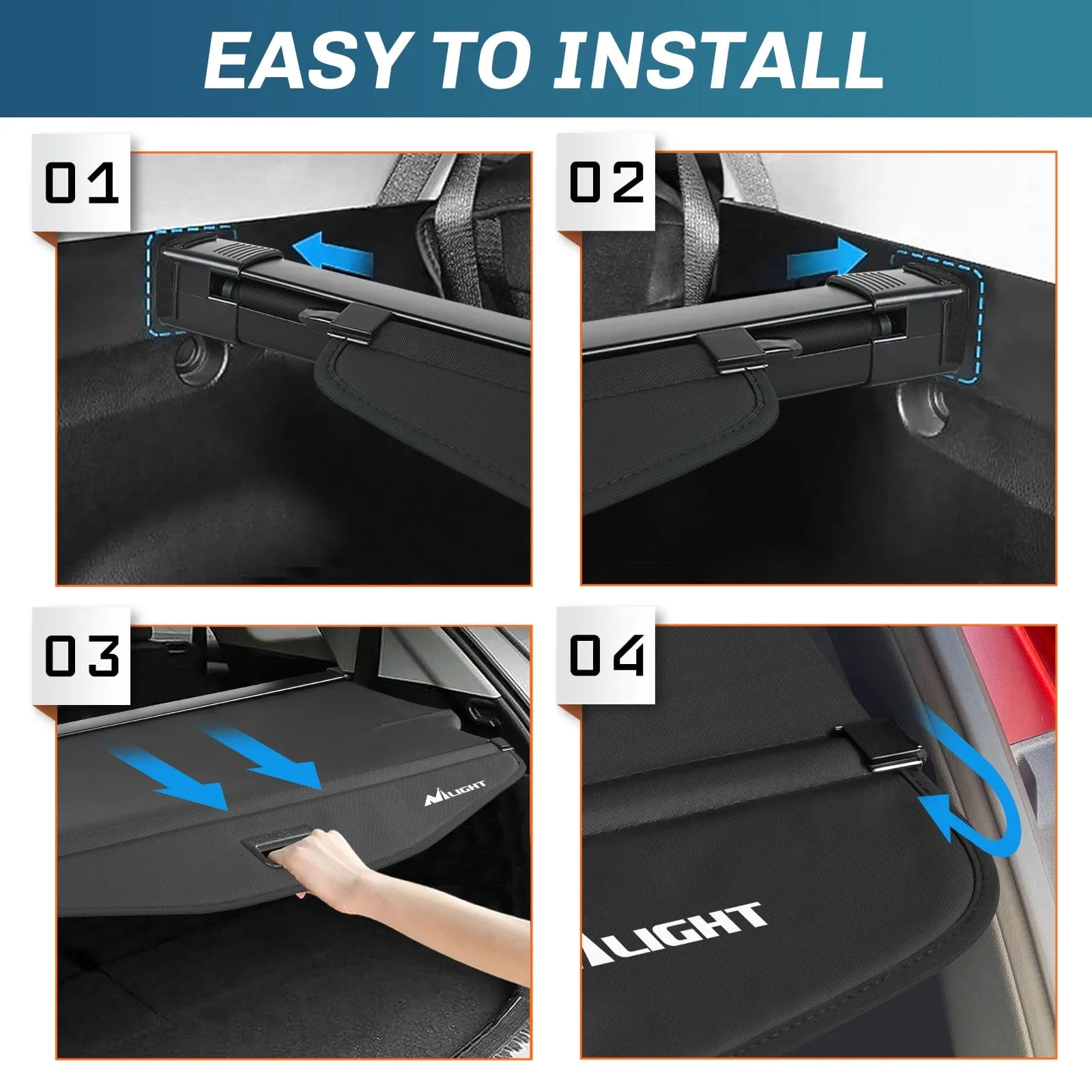 2018- 2024 Chevy Equinox GMC Terrain Retractable Trunk Cargo Cover With Trunk Storage Net