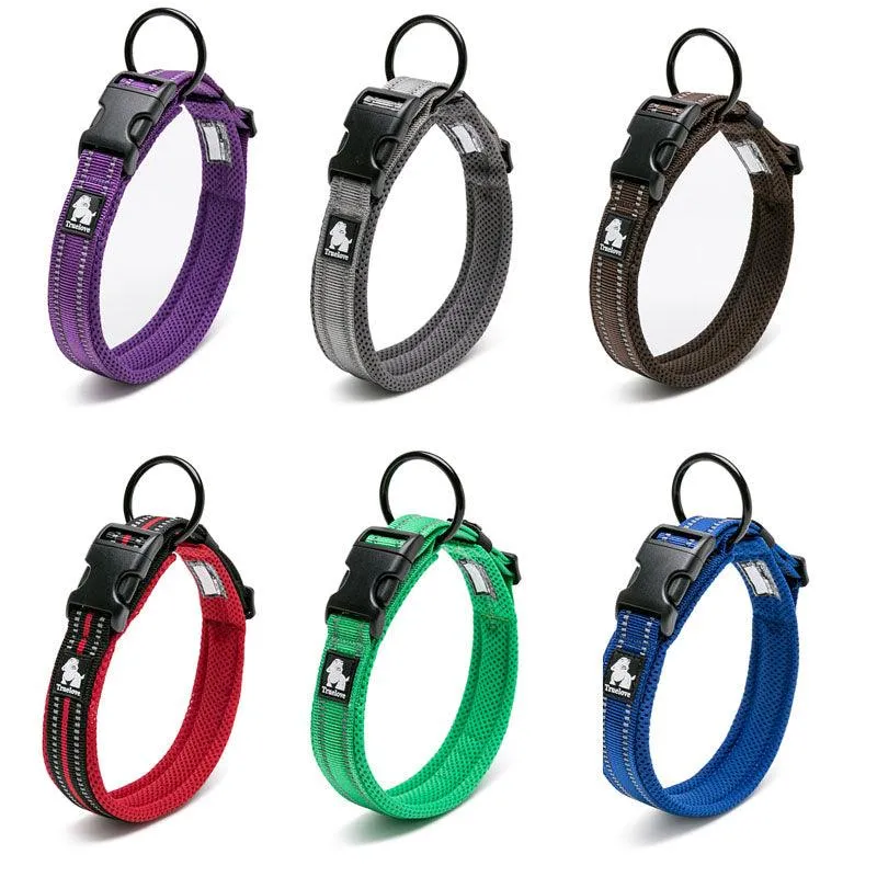 Adjustable Nylon Dog Collars with Reflective Stripes