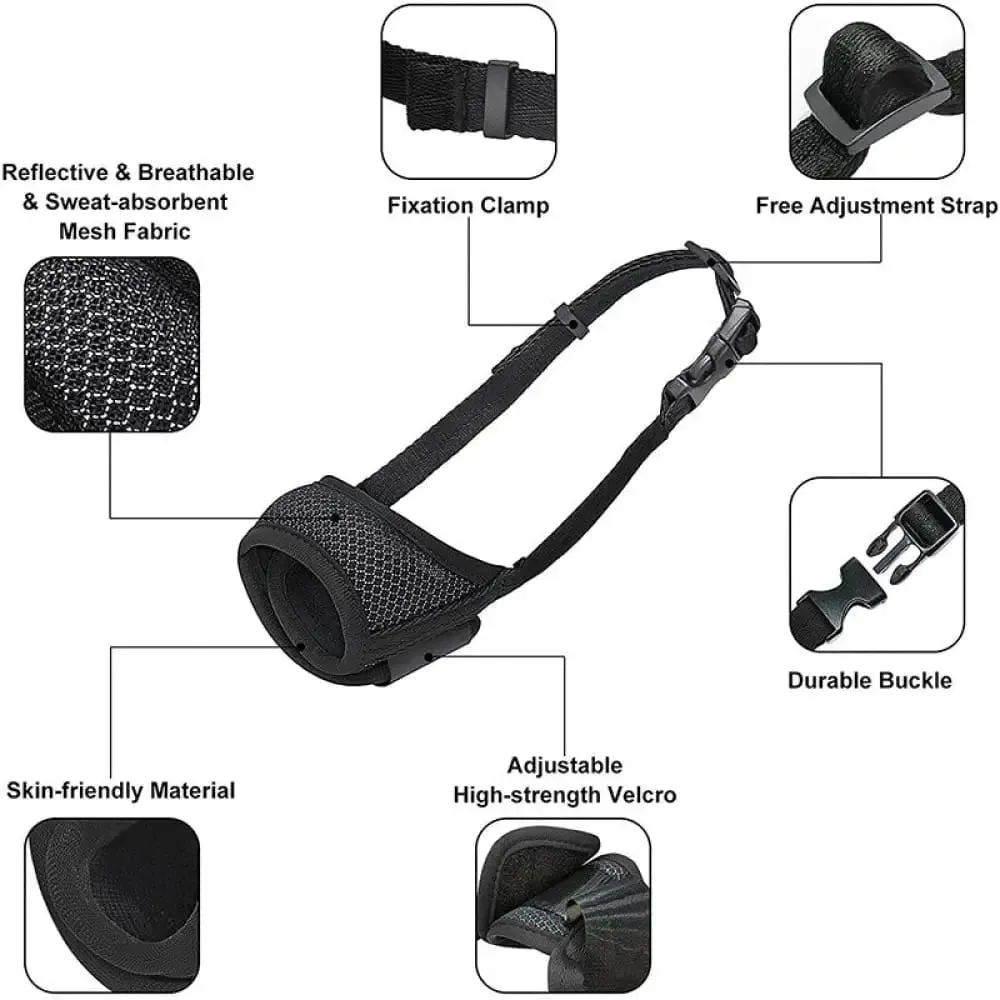 Breathable Reflective Soft Nylon Mesh Pet Muzzle for Small, Medium, and Large Dogs Prevents Biting