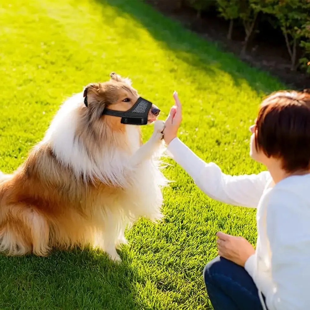 Breathable Reflective Soft Nylon Mesh Pet Muzzle for Small, Medium, and Large Dogs Prevents Biting