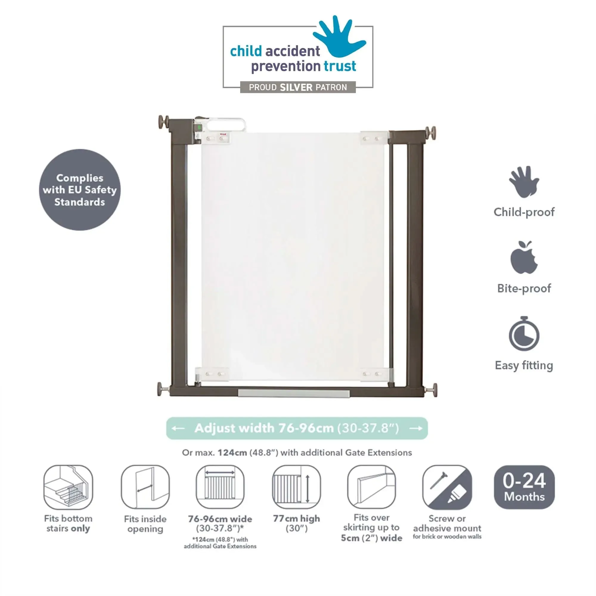 Fred Pressure Fit Clear-View Stair Gate