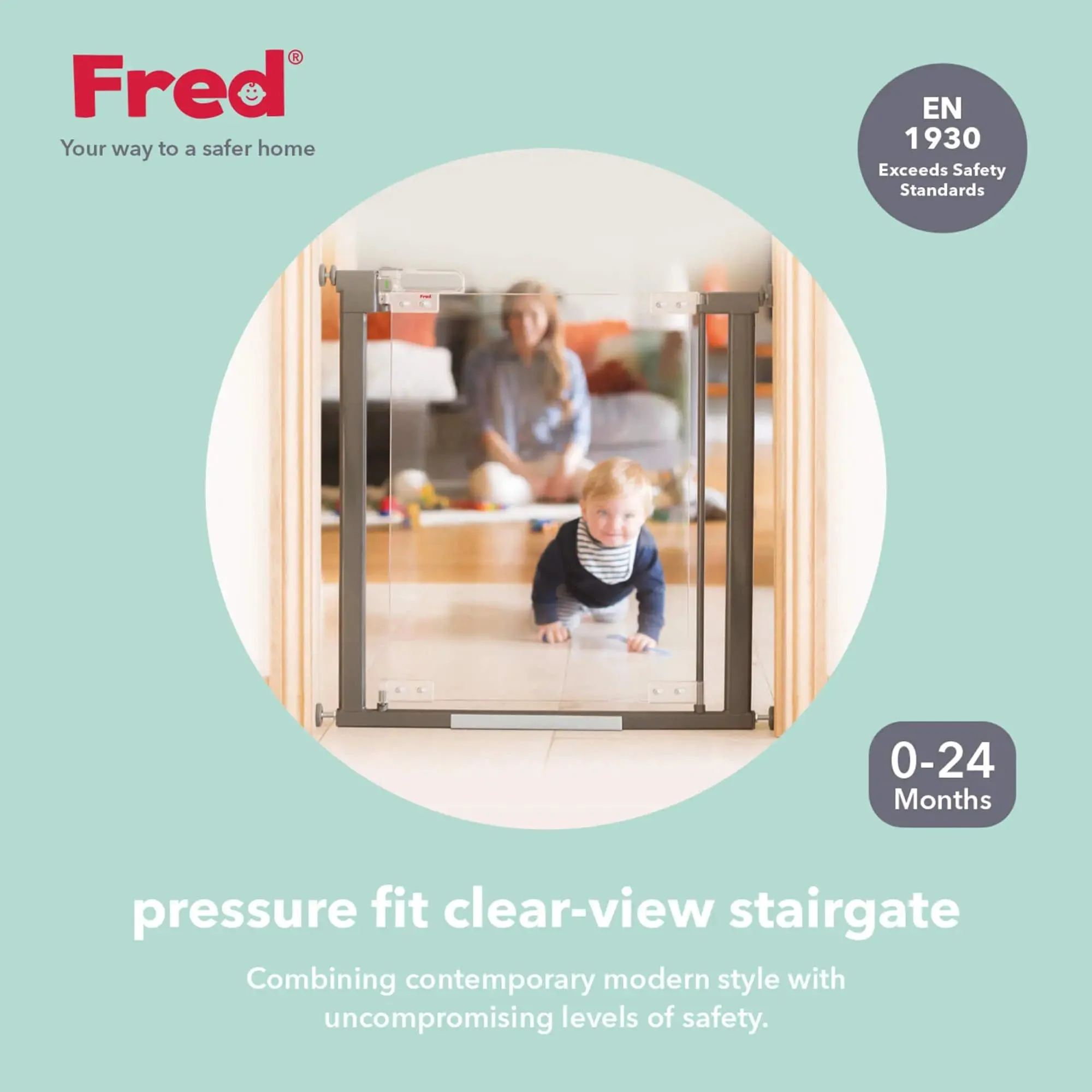 Fred Pressure Fit Clear-View Stair Gate