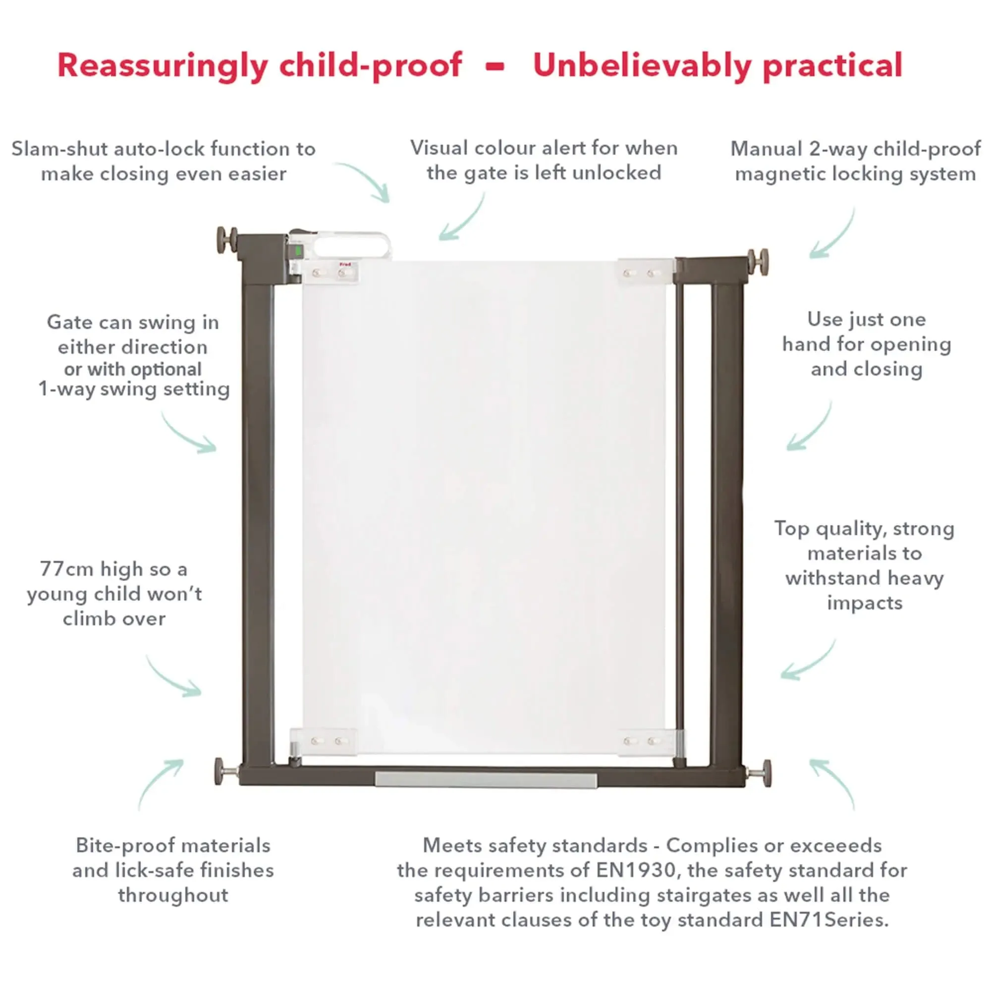 Fred Pressure Fit Clear-View Stair Gate