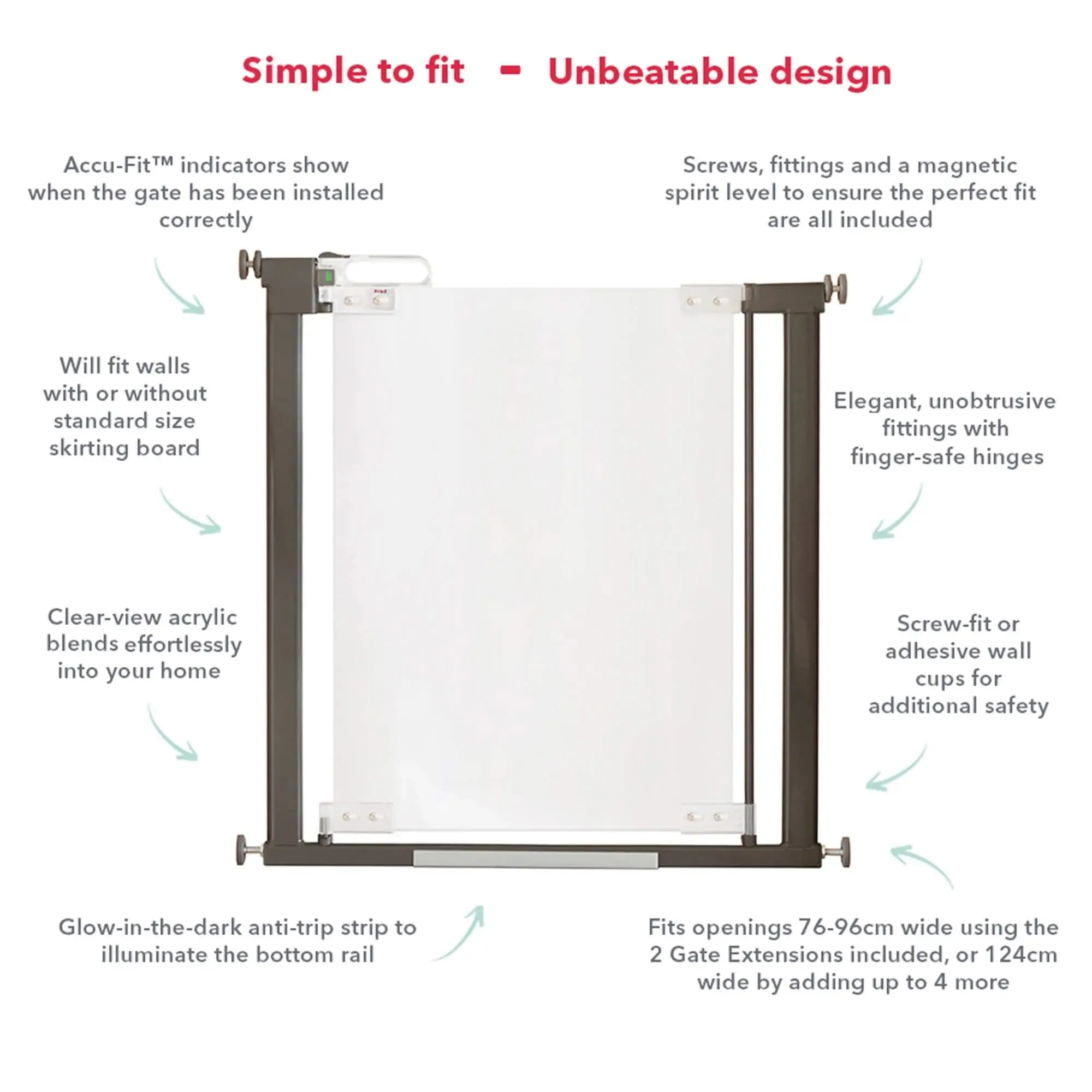 Fred Pressure Fit Clear-View Stair Gate