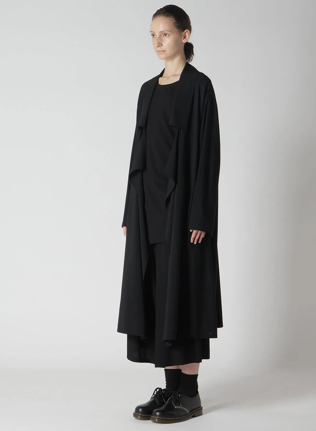 HARD-TWISTED LAWN BIG COLLAR COAT