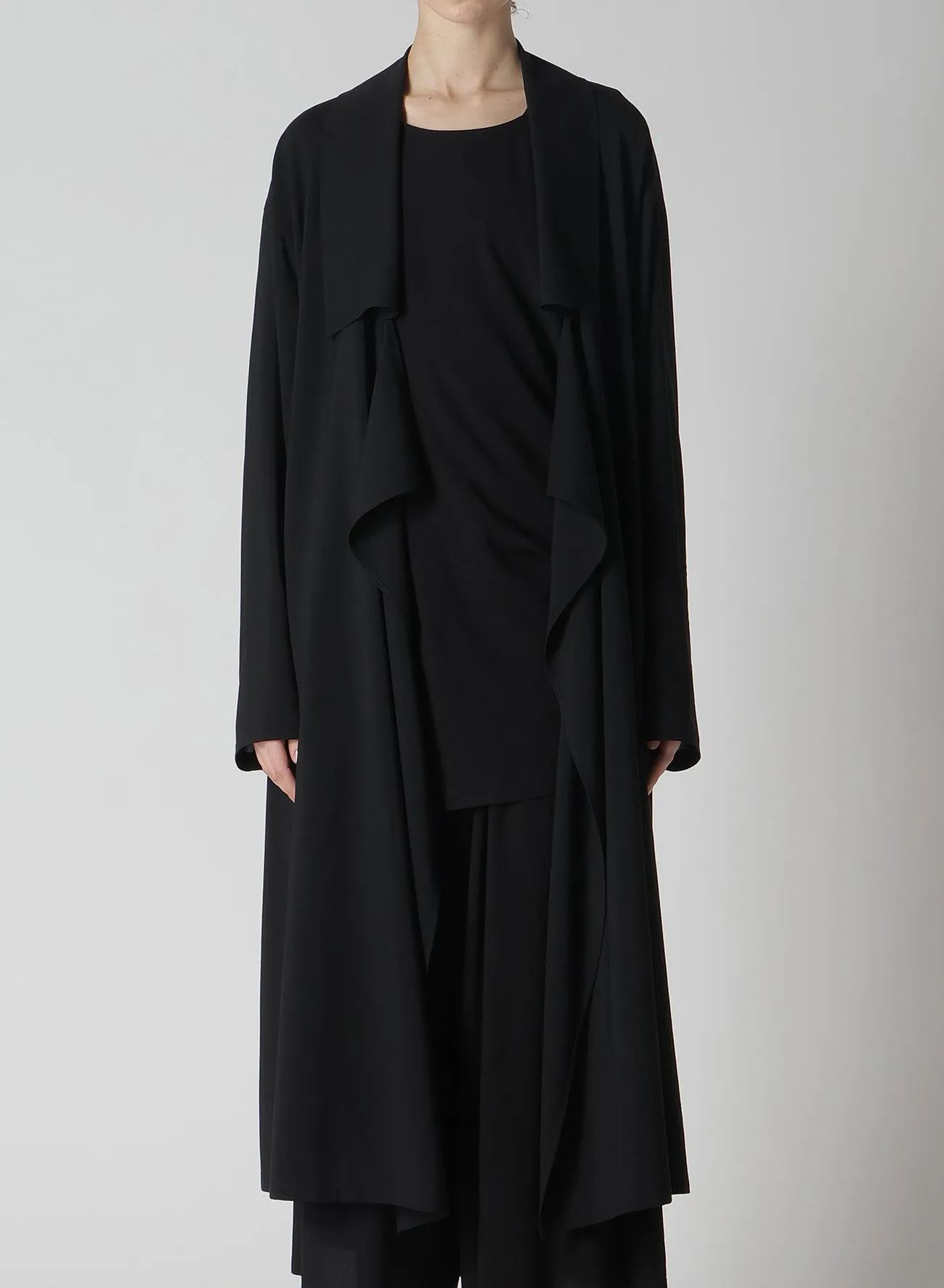 HARD-TWISTED LAWN BIG COLLAR COAT