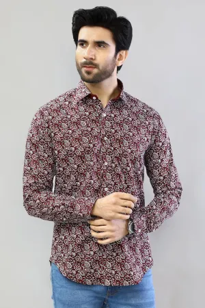 Maroon Printed Casual Milano Shirt