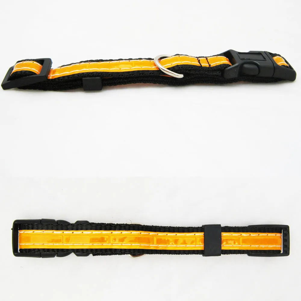 Reflective Dog Collar Safety Nylon Collars For Pet Dogs Puppy Buckle 10"-16" New