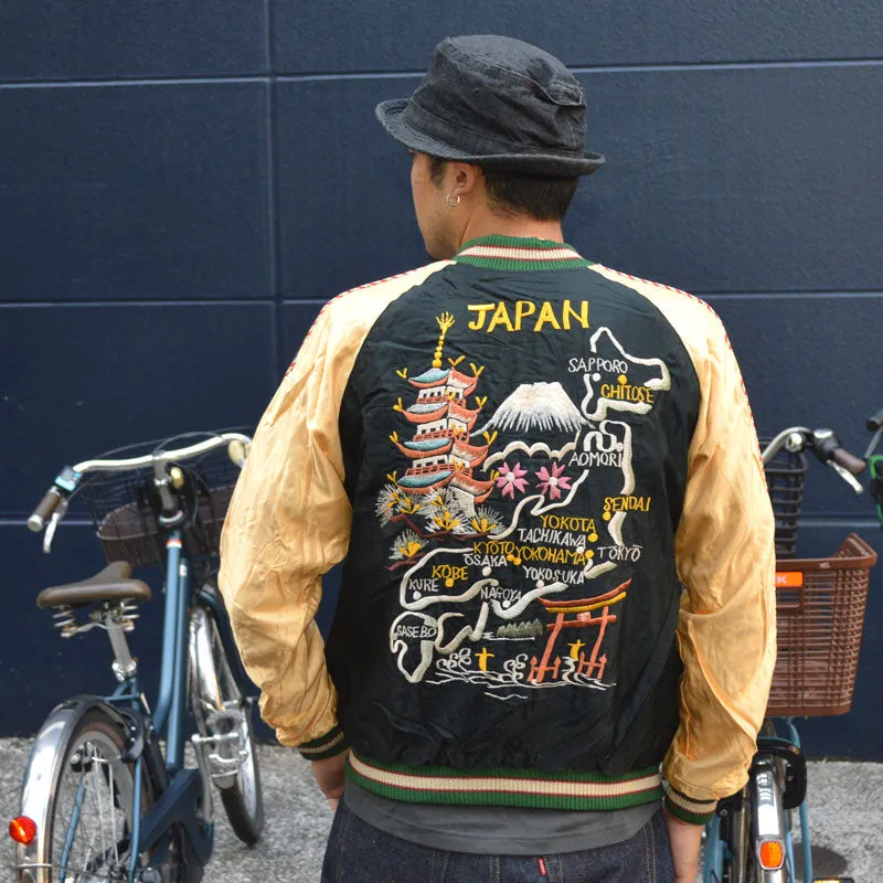 TAILOR TOYO "TT15542-119" Early 1950s Style Acetate Souvenir Jacket “JAPAN MAP” × “GOLD DRAGON”