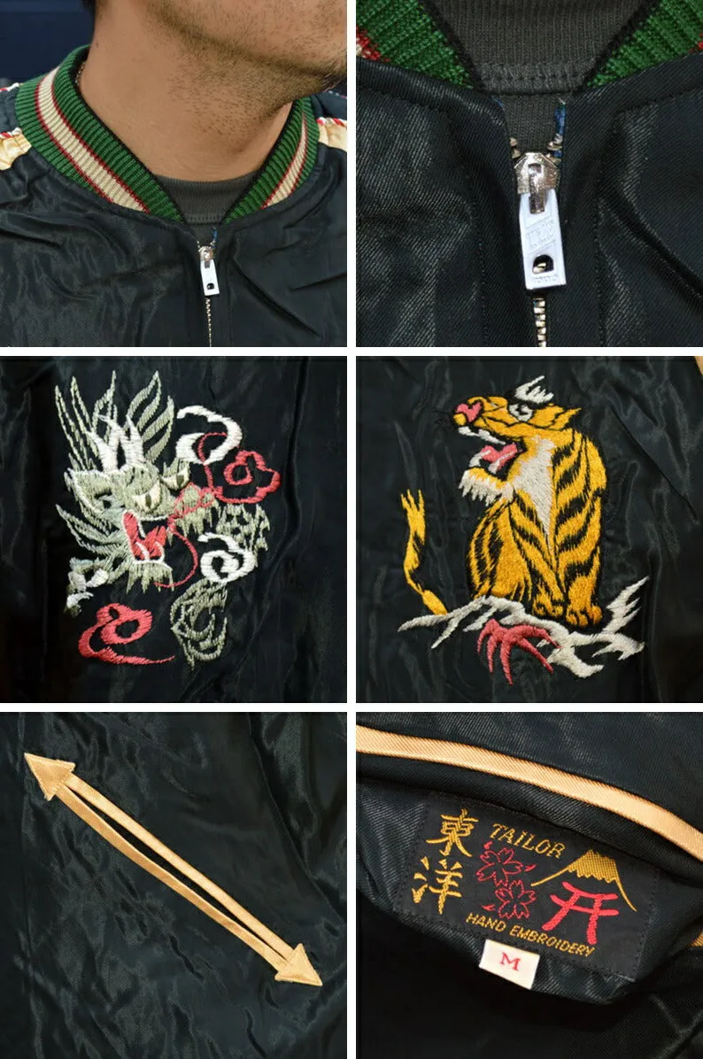TAILOR TOYO "TT15542-119" Early 1950s Style Acetate Souvenir Jacket “JAPAN MAP” × “GOLD DRAGON”