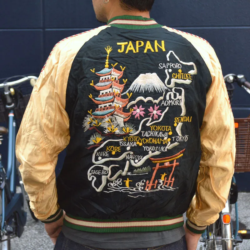 TAILOR TOYO "TT15542-119" Early 1950s Style Acetate Souvenir Jacket “JAPAN MAP” × “GOLD DRAGON”