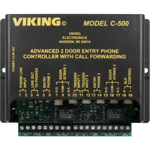 Viking C-500 Two Door Entry Phone Controller with Call Forwarding and Door Strike Controls