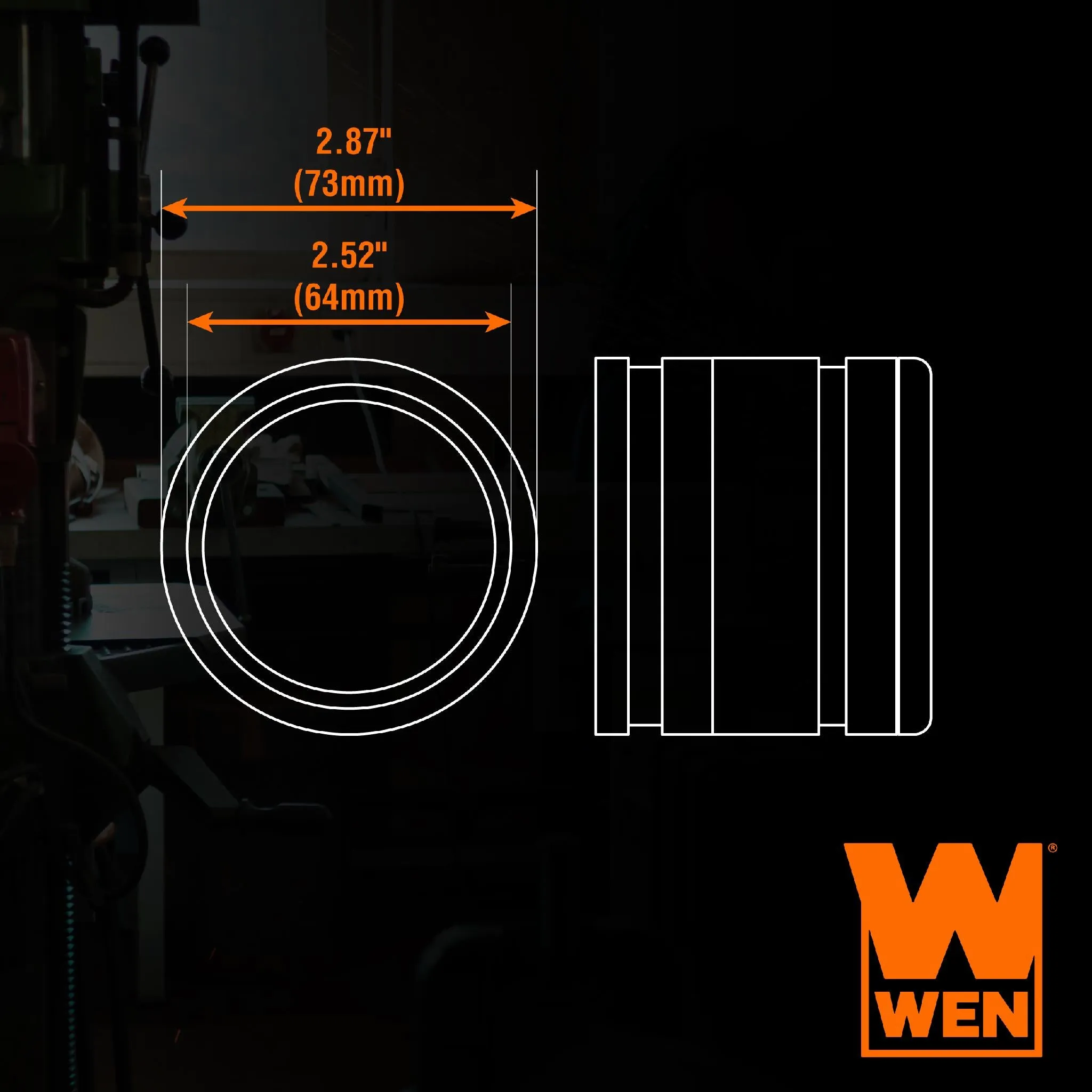 WEN DCA012 2.5-Inch Flexible Dust Cuff Hose Connector for Dust Collection Systems